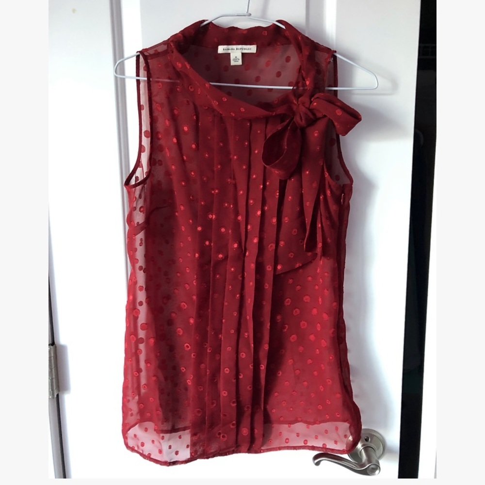 Banana Republic Red Polka Dot Blouse & Cami Size 4 - Picture 1 of 8